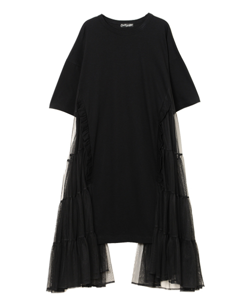 SIDE TULLE SWITCHED VOLUME OP(OFF WHITE×NAVY-2)