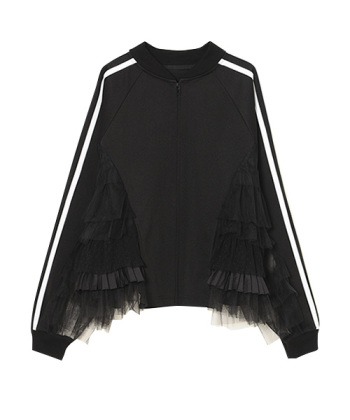 FRILL TULLE LAYERED JERSEY BLOUSON