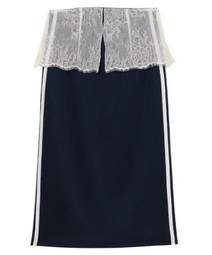 LACE PEPLUM JERSEY SKIRT