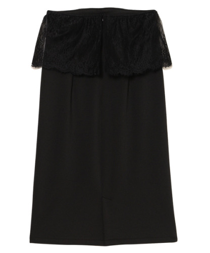 LACE PEPLUM JERSEY SKIRT