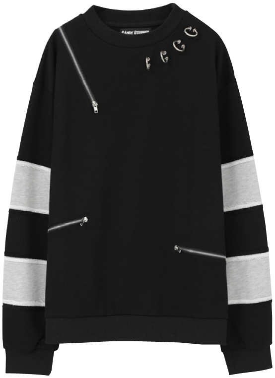 PATCHED ZIP SWEAT TOPS／ブラック