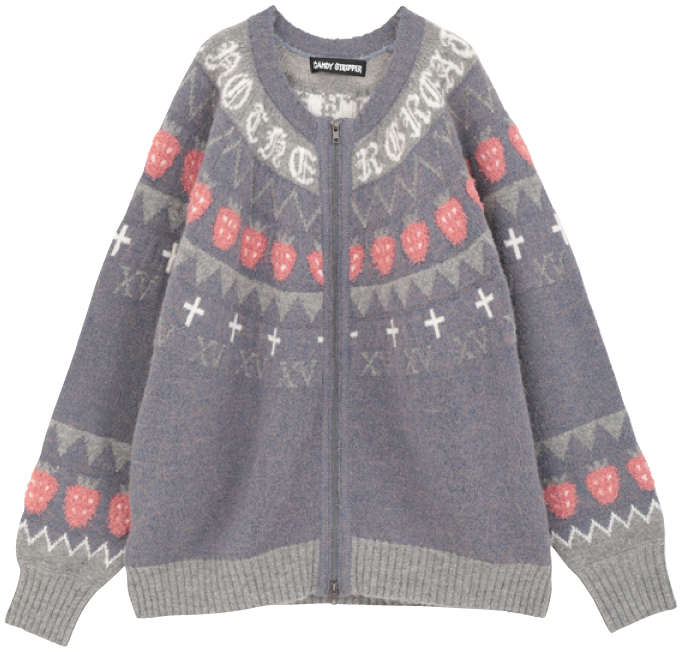 “iCHiGO” NORDIC KNIT CARDIGAN／ブルー系