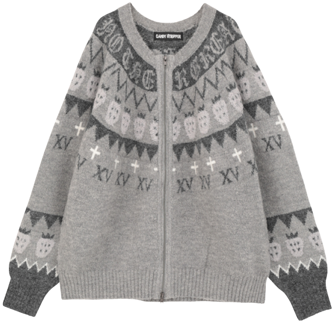 “iCHiGO” NORDIC KNIT CARDIGAN／グレー系
