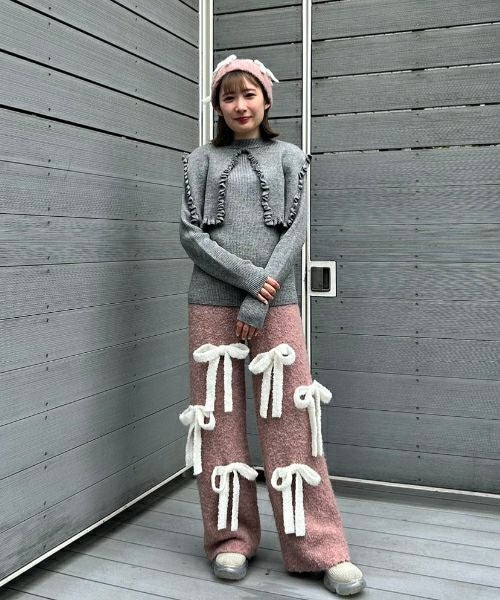 FLUFFY RIBBON KNIT PANTS | Candy Stripper（キャンディ ストリッパー