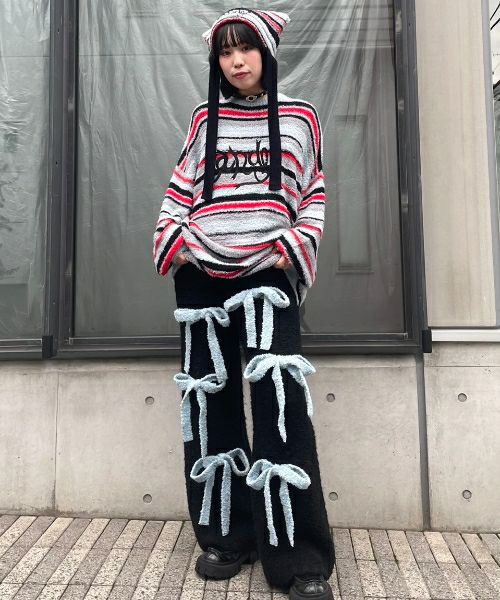 FLUFFY RIBBON KNIT PANTS | Candy Stripper（キャンディ ストリッパー