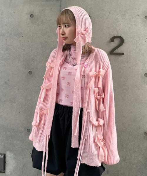 FANCY RIBBON KNIT CARDIGAN | Candy Stripper(キャンディ FANCY RIBBON KNIT CARDIGAN | Candy Stripper(キャンディ
