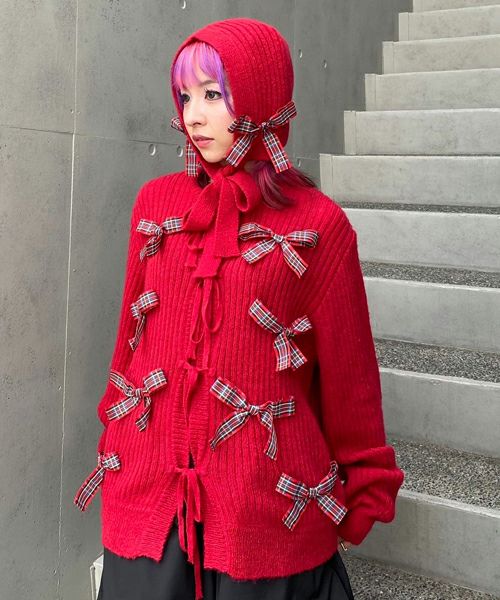 FANCY RIBBON KNIT CARDIGAN | Candy Stripper(キャンディ FANCY RIBBON KNIT CARDIGAN | Candy Stripper(キャンディ