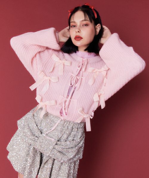 FANCY RIBBON KNIT CARDIGAN | Candy Stripper（キャンディ