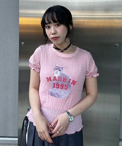 トップス katsu LAZY CAT SHIRRING TOPS | Candy Stripper（キャンディ ストリッパー