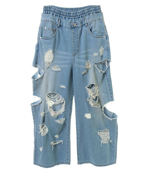DAMAGE LAYERED DENIM PANTS | Candy Stripper（キャンディ