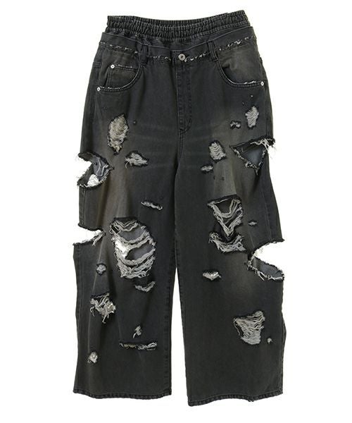 DAMAGE LAYERED DENIM PANTS | Candy Stripper（キャンディ