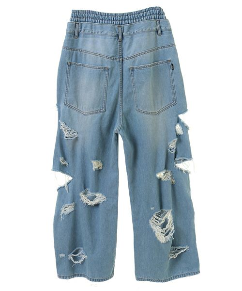 DAMAGE LAYERED DENIM PANTS | Candy Stripper（キャンディ
