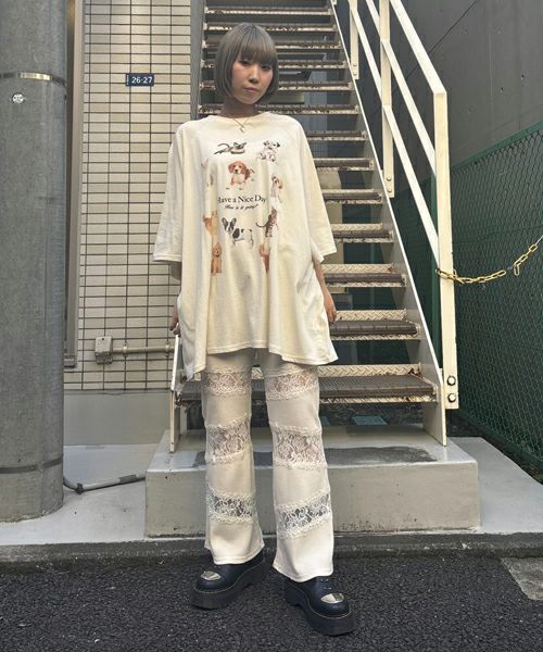 LACY PATCH WORK FLARE PANTS | Candy Stripper（キャンディ