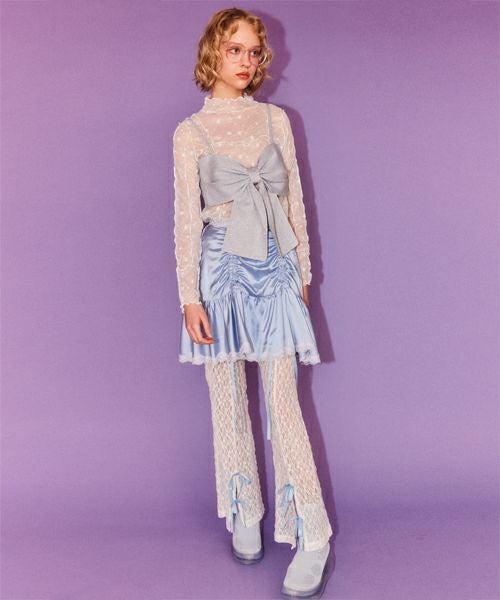 SATIN GATHER SKIRT LAYERED PANTS | Candy Stripper（キャンディ