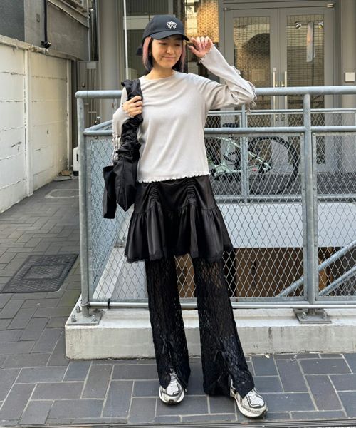 SATIN GATHER SKIRT LAYERED PANTS ピンク SATIN GATHER SKIRT LAYERED PANTS | Candy Stripper（キャンディ