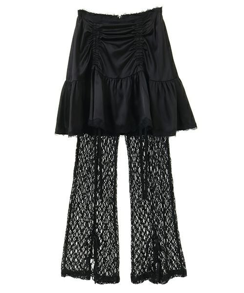 SATIN GATHER SKIRT LAYERED PANTS | Candy Stripper（キャンディ