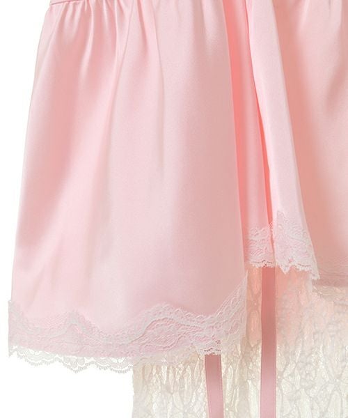 SATIN GATHER SKIRT LAYERED PANTS ピンク SATIN GATHER SKIRT LAYERED PANTS | Candy Stripper（キャンディ