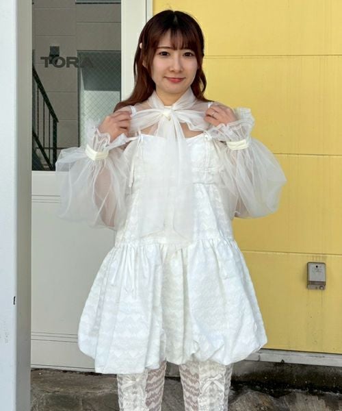 RIBBON TULLE BLOUSE | Candy Stripper（キャンディ ストリッパー