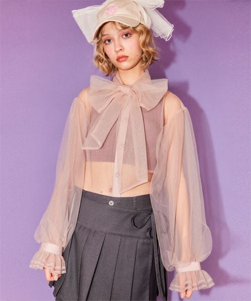 トップス Ribbon tulle candy sleeve tops RIBBON TULLE BLOUSE | Candy Stripper（キャンディ ストリッパー