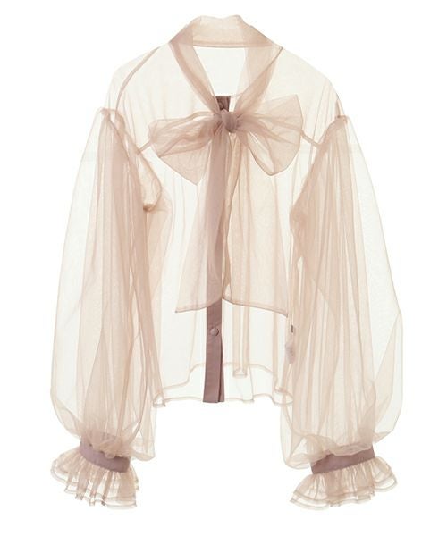 RIBBON TULLE BLOUSE | Candy Stripper（キャンディ ストリッパー