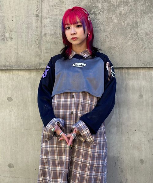 CND PATCHED SHIRT ONE-PIECE | Candy Stripper（キャンディ