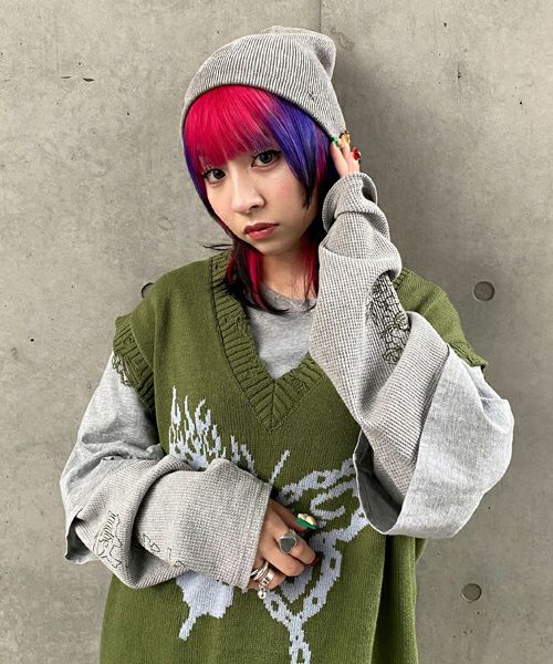 【完売品】Candy Stripper うさ耳ニット帽 ブルー 美品 FIRE BUTTERFLY BEANIE | Candy Stripper（キャンディ ストリッパー