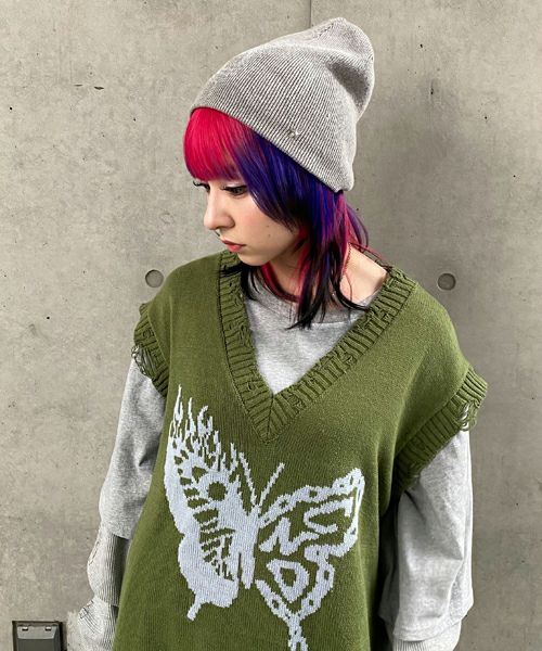 FIRE BUTTERFLY DAMAGE VEST | Candy Stripper（キャンディ