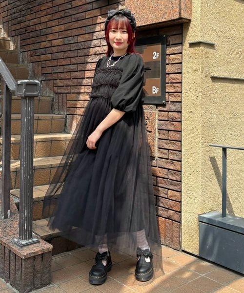 GATHERED TULLE LAYERED DRESS | Candy Stripper（キャンディ
