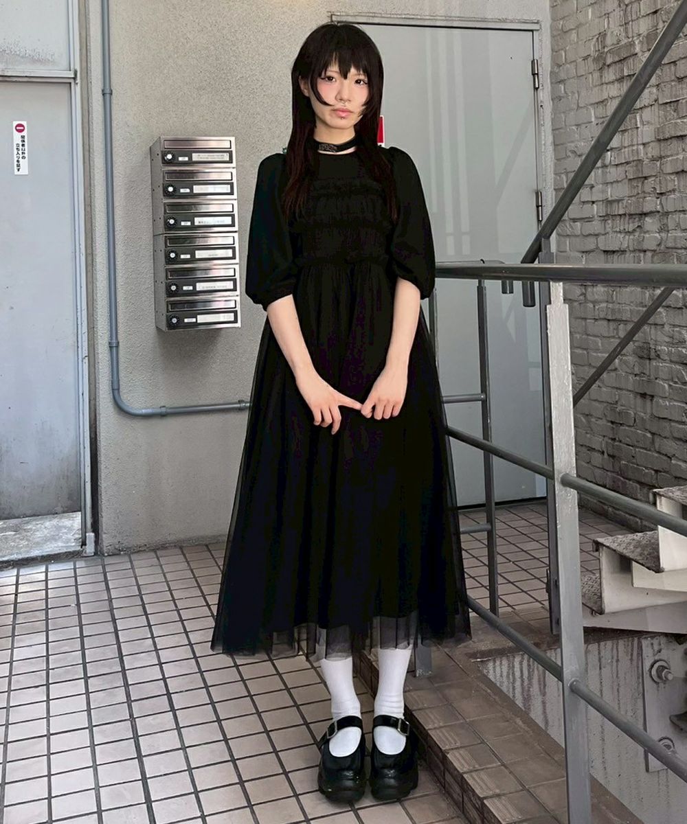 GATHERED TULLE LAYERED DRESS | Candy Stripper（キャンディ