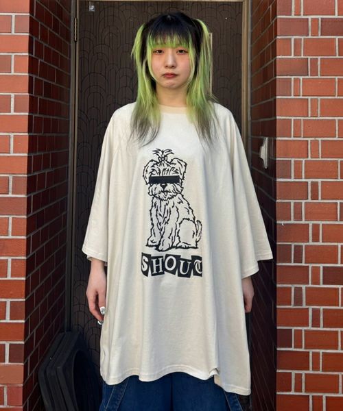 SHOUT PUPPY OVER SIZE RAGLAN TOPS | Candy Stripper（キャンディ