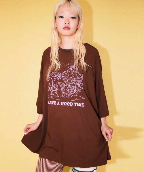 MUSHROOM TWINS OVER SIZE RAGLAN TOPS | Candy Stripper（キャンディ