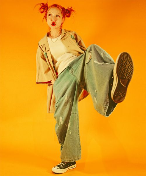 CURVE DAMAGE DENIM PANTS | Candy Stripper（キャンディ ストリッパー