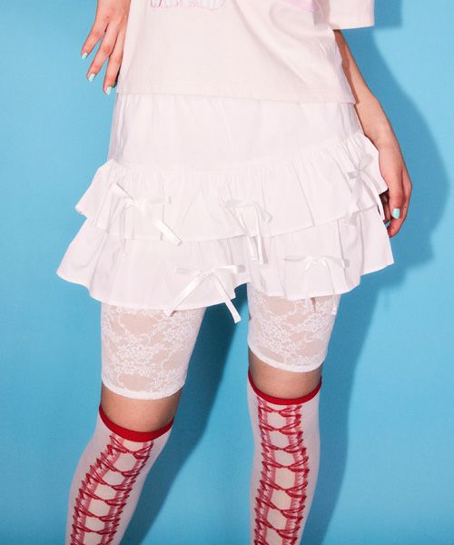 RIBBON SKIRT LAYERED PANTS | Candy Stripper（キャンディ