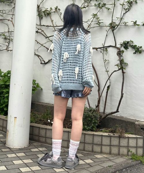 RIBBON MESH KNIT CARDIGAN | Candy Stripper（キャンディ