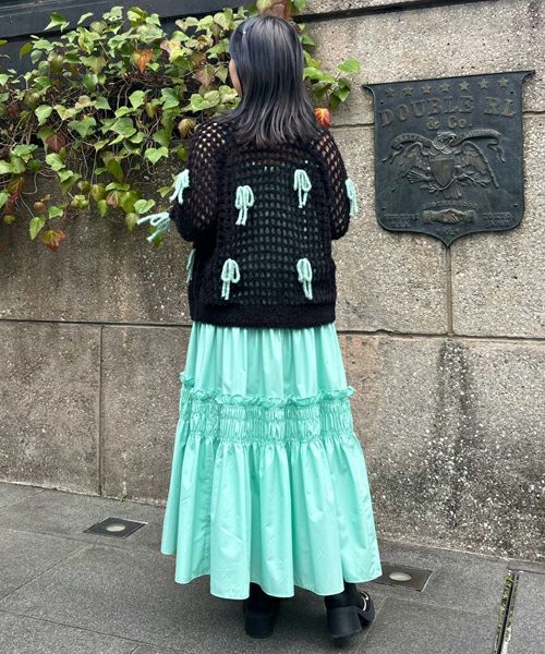 RIBBON MESH KNIT CARDIGAN | Candy Stripper（キャンディ