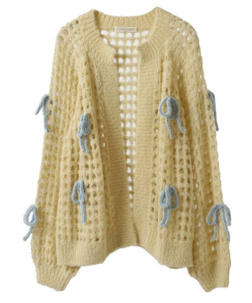 RIBBON MESH KNIT CARDIGAN | Candy Stripper（キャンディ