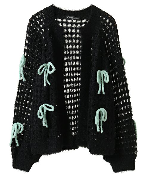 RIBBON MESH KNIT CARDIGAN | Candy Stripper（キャンディ