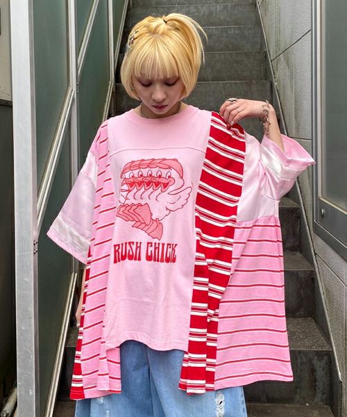 RUSH CHICK BORDER SWICHED TOPS | Candy Stripper（キャンディ