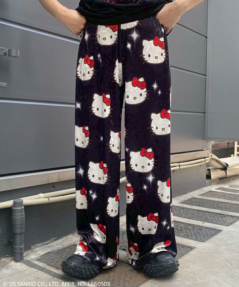 HELLO KITTY】KILA KILA VELOUR EASY PANTS | Candy Stripper