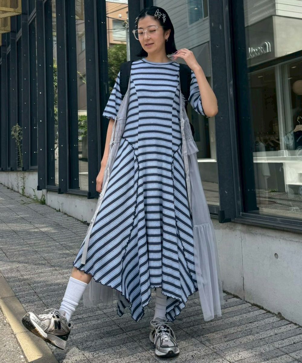 MULTI BORDER FLARE ONE-PIECE | Candy Stripper（キャンディ