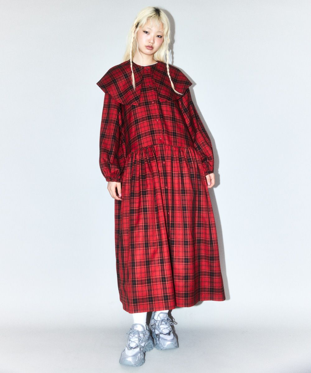 CELEBRATE BIG COLLAR DRESS | Candy Stripper（キャンディ