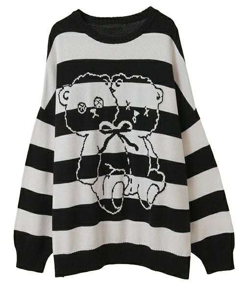 TWIN BEAR BORDER KNIT | Candy Stripper（キャンディ ストリッパー