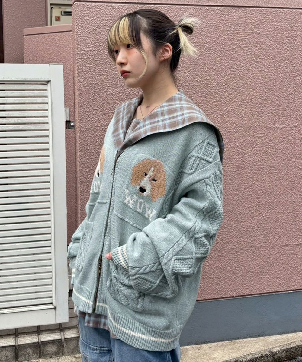 TWIN DOGS KNIT JUMPER | Candy Stripper（キャンディ ストリッパー