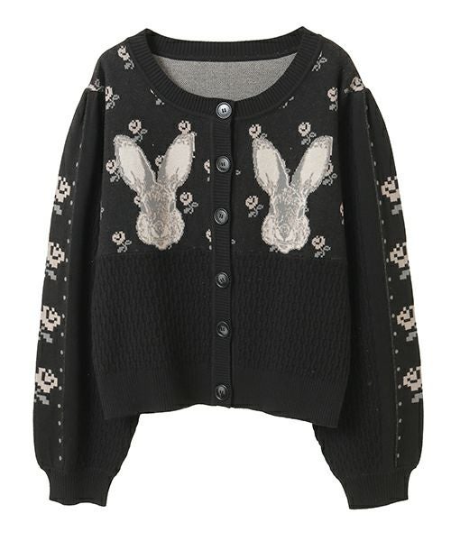 RABBIT FLOWER KNIT CARDIGAN | Candy Stripper（キャンディ