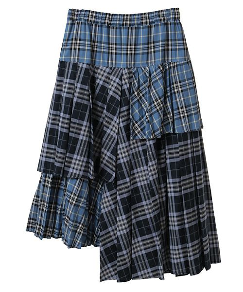 OVERLAP CHECK PLEATS SKIRT | Candy Stripper（キャンディ