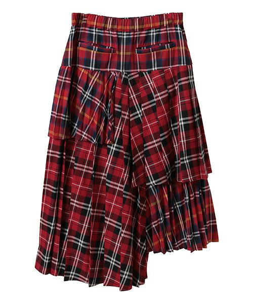 OVERLAP CHECK PLEATS SKIRT | Candy Stripper（キャンディ