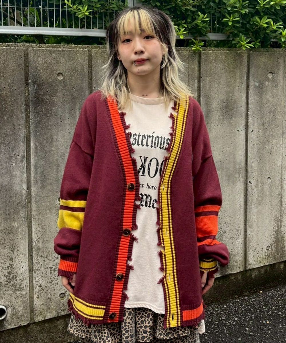 CND COLLEGE DAMAGE CARDIGAN | Candy Stripper（キャンディ