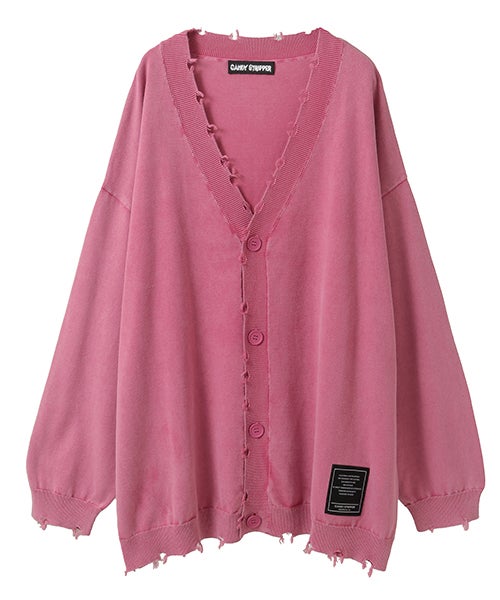 PIGMENT DAMAGE KNIT CARDIGAN | Candy Stripper（キャンディ