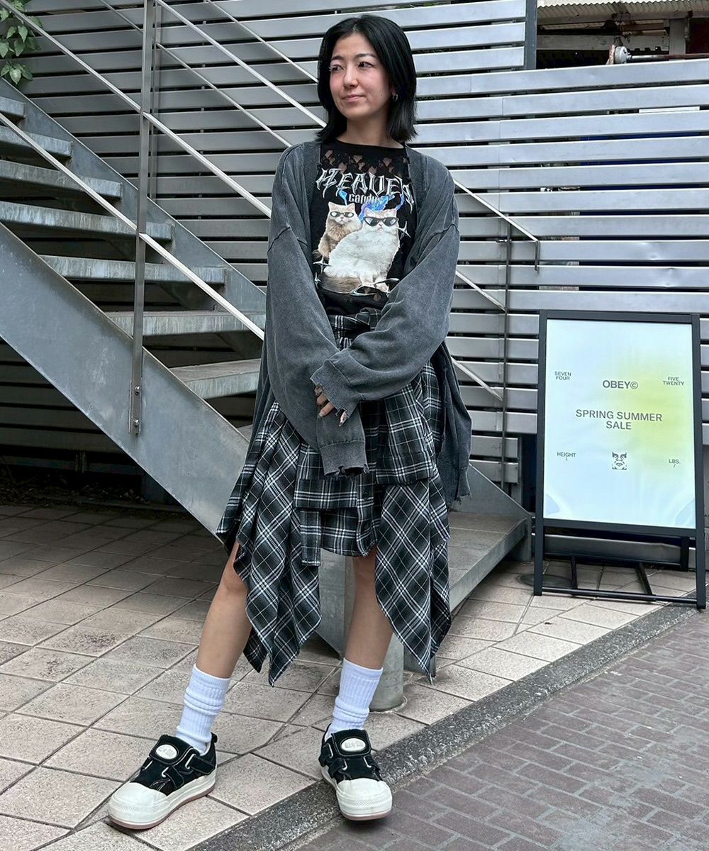 PIGMENT DAMAGE KNIT CARDIGAN | Candy Stripper（キャンディ