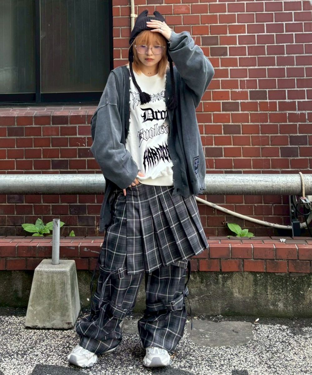 キャンディストリッパー CND COLLEGE DAMAGE CARDIGAN PIGMENT DAMAGE KNIT CARDIGAN | Candy Stripper（キャンディ